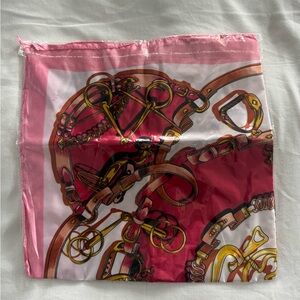 Pink and Gold Equestrian Print Square Scarf